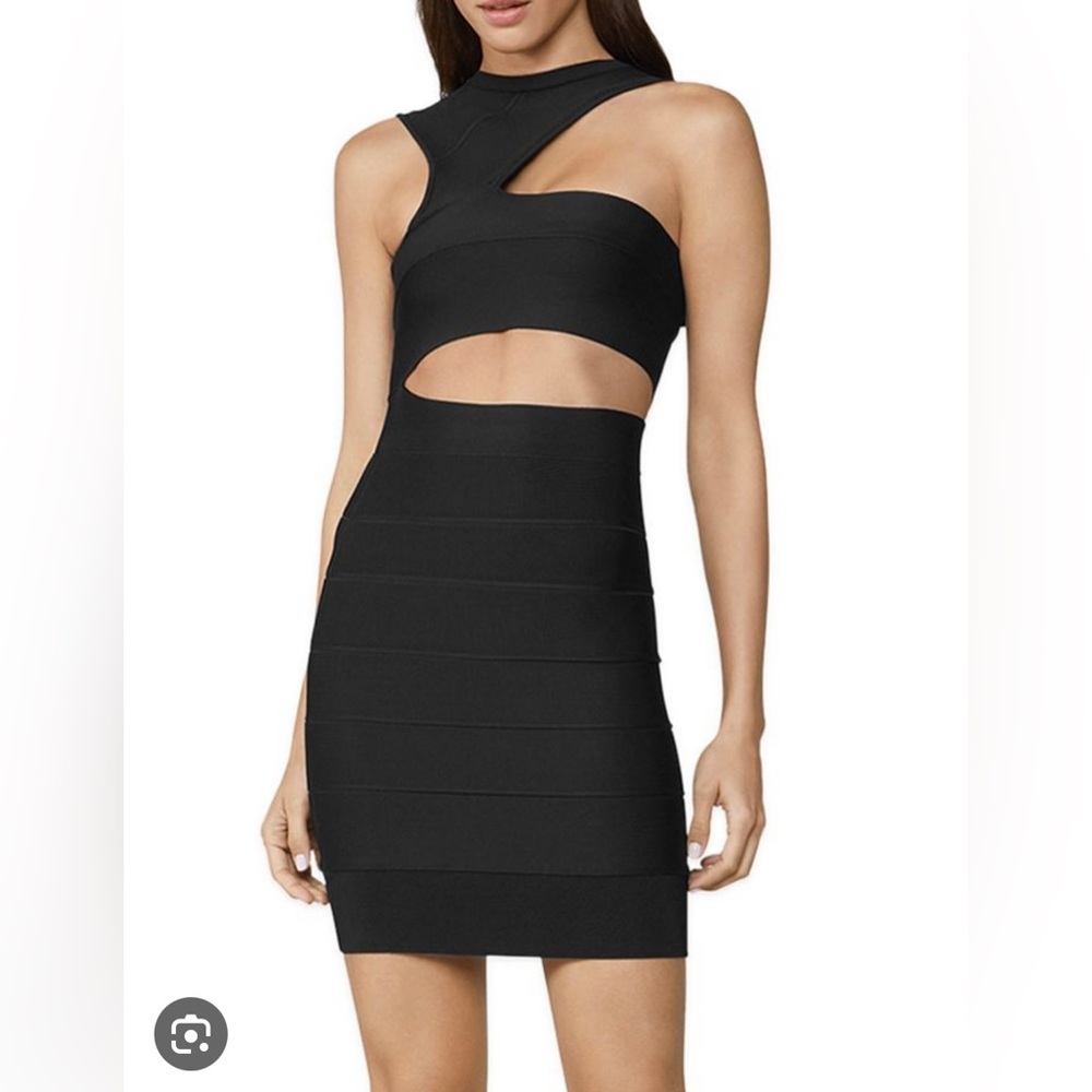 Herve Leger Icon Asymmetric Cutout Mini Dress